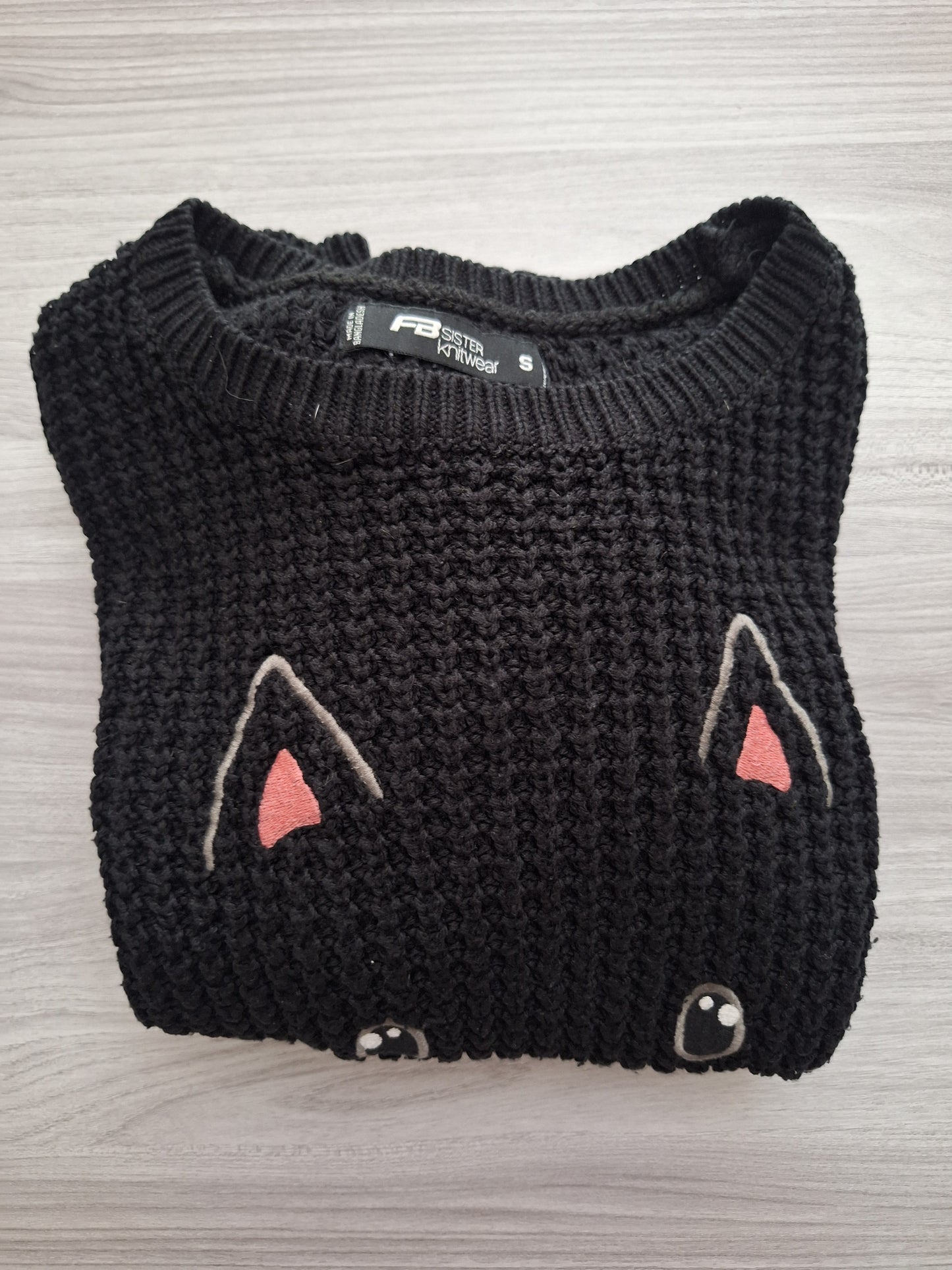FB Sister Strickpullover Katzenmotiv 36