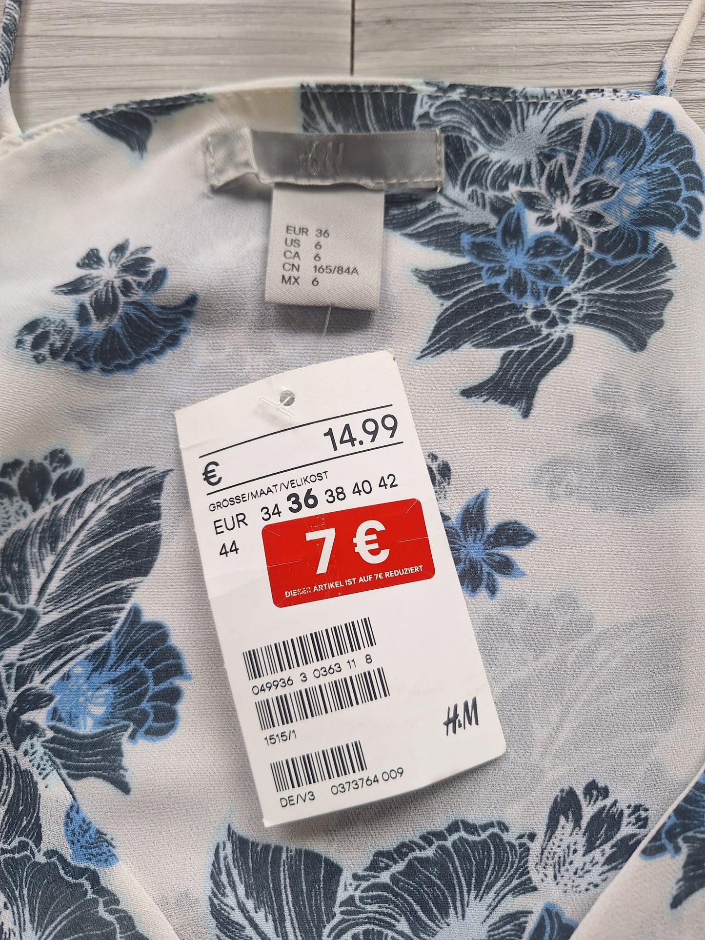 H&M Spaghettitop Blumenprint 36