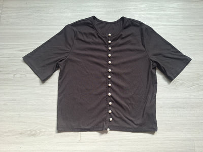 Shein Rippshirt Perlenknöpfen 38