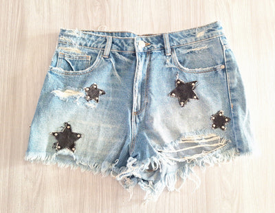 Zara Trafaluc Jeansshorts Sterne 40