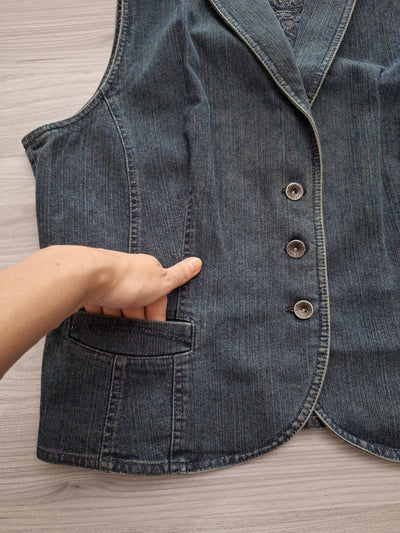 Jeansweste Stickerei 44