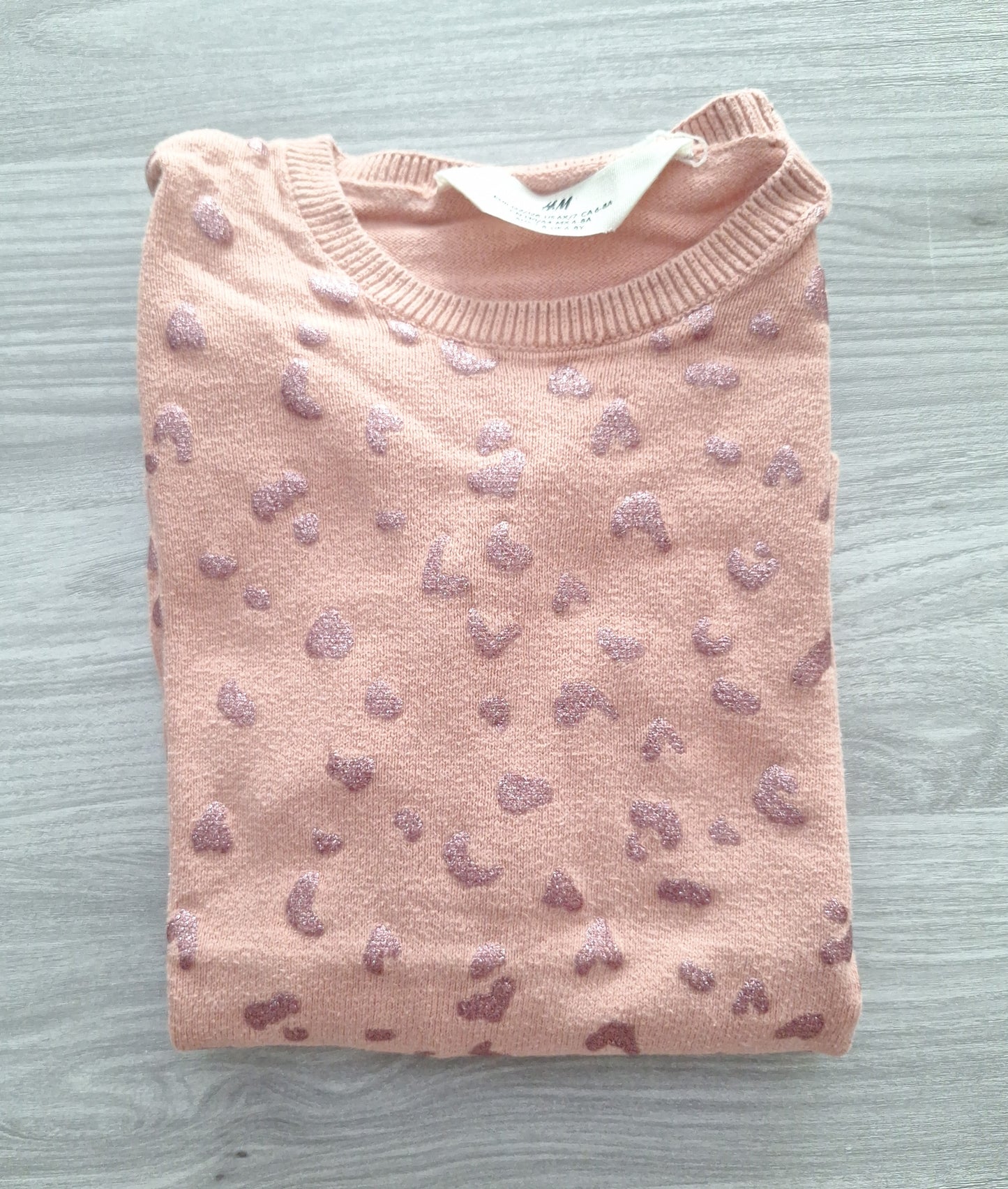 H&M Sweatshirt Glitzerherzen 122/128